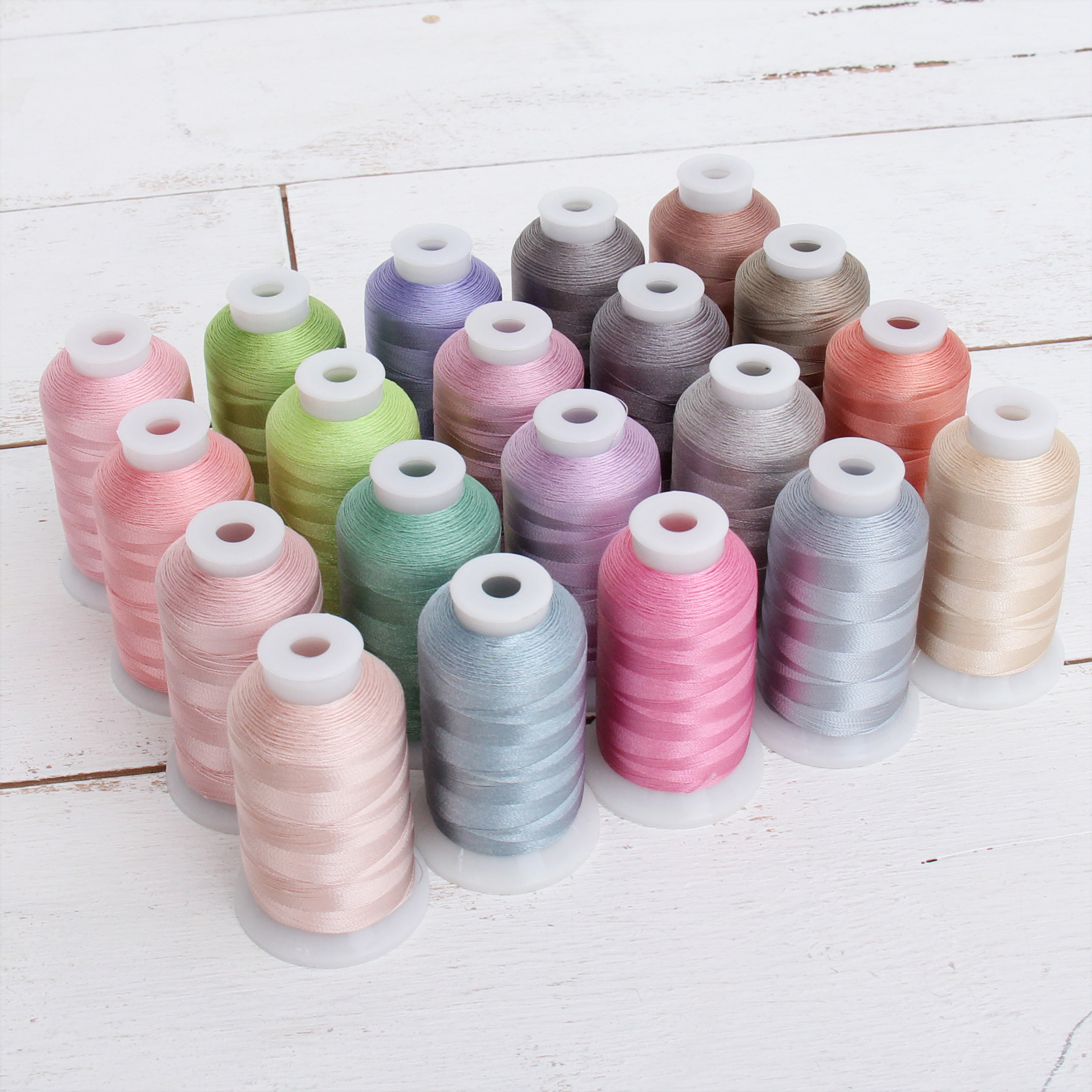 Beautiful 20 Cone Set of Rayon Embroidery Thread by Threadart - Pastel  Colors - 1000m Cones 40wt - Silky Luxurious Finish - For Machine Embroidery  and